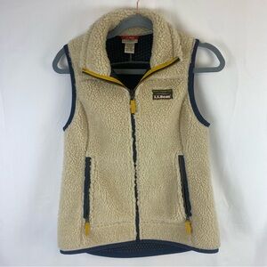 LL Bean Unisex Mountain Deep Pile Full Zip Sherpa Fleece Vest Beige